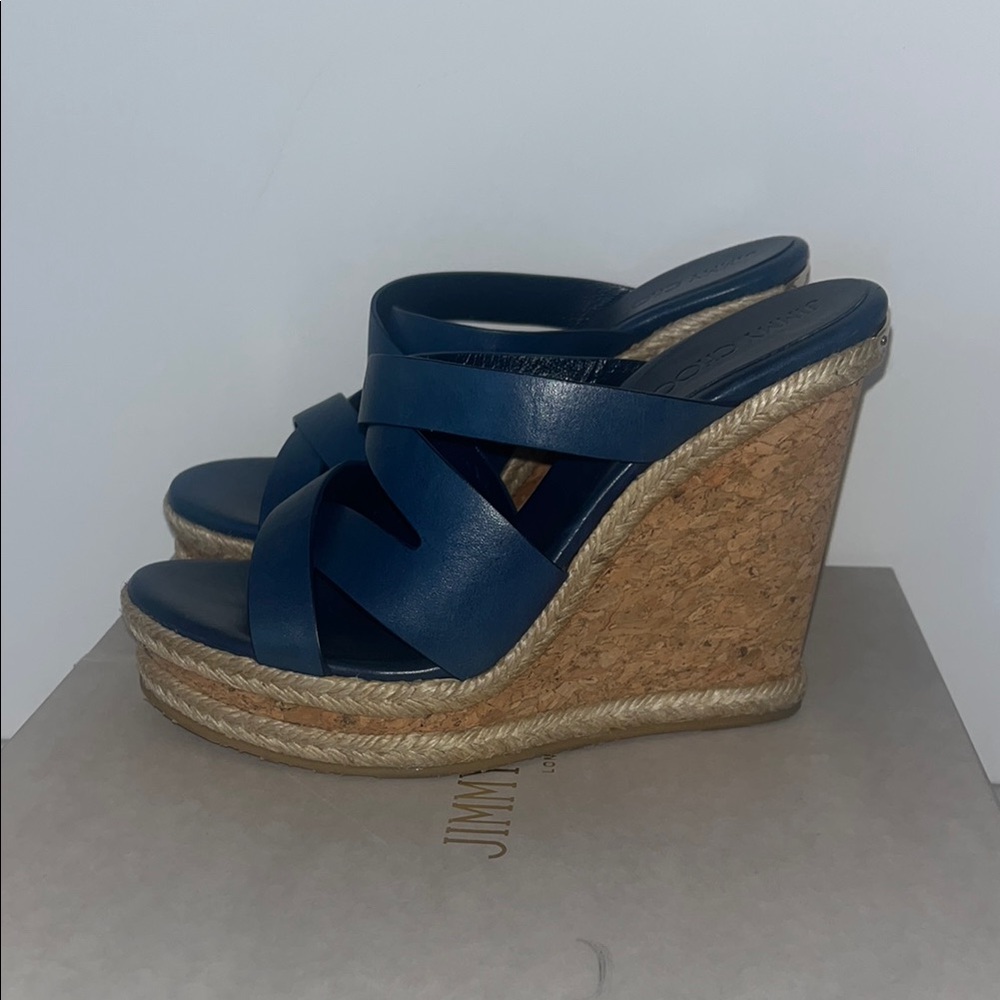Jimmy Choo Navy Blue Wedges